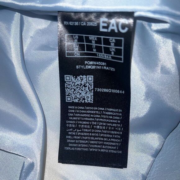 Medium GUESS Baby Blue Scarlett Faux Leatherette double breasted Moto Jacket - Picture 7 of 11